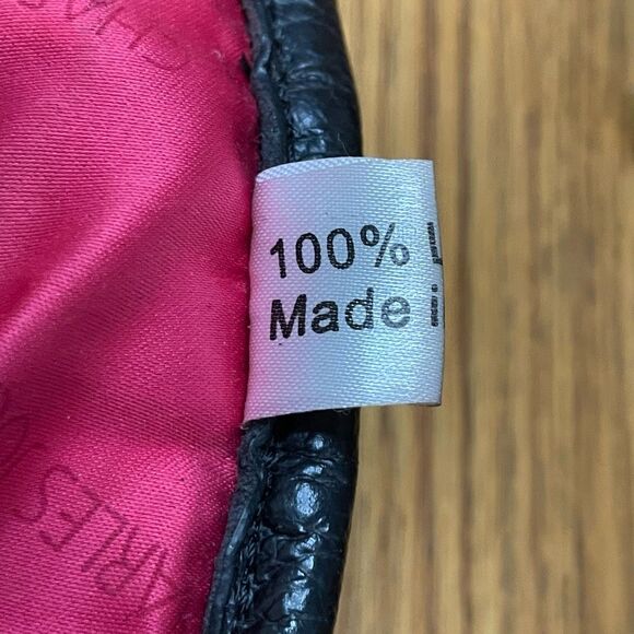 Charles Jourdan Black Leather Laser Cut Satchel Tote Handbag Purse - Picture 13 of 14